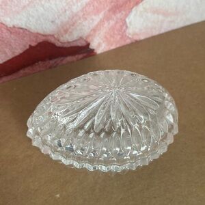 Gorham full lead crystal chantilly egg trinket box w/lid West Germany 5” EUC